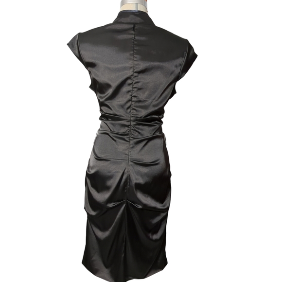 LE CHATEAU Gorgeous Black Satin Ruffles Cocktails Formal Dress Size L - Picture 7 of 10